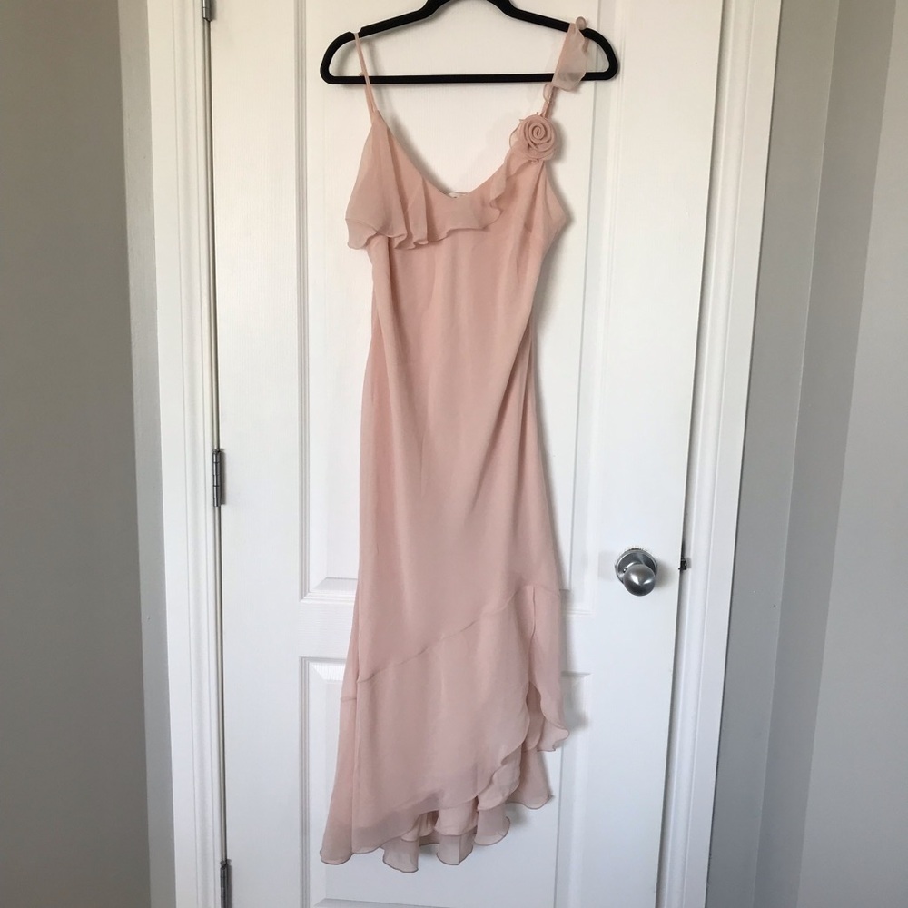 Aritzia Wilfred Engage Elegant Pink Ruffle midi Dress